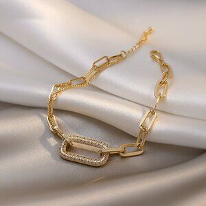 Luxurious Geometric Square Zircon Chain Bracelet